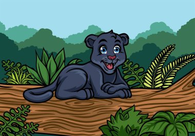 Genç siyah panter ormanda