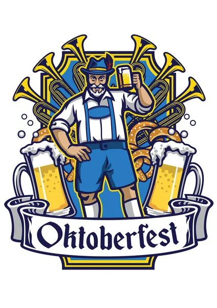 Vieil Homme Joyeux Profiter Oktoberfest — Image vectorielle