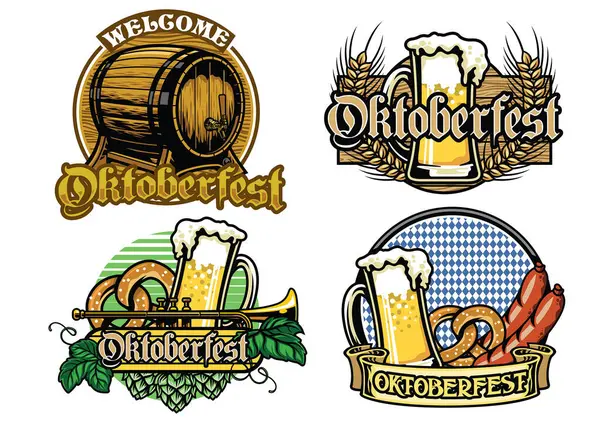 Oktoberfest Badge Design Collection Full Colored — Stock Vector