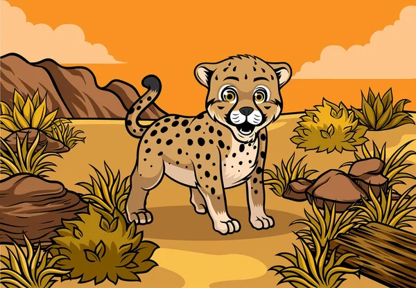 Mladý Gepard Savaně — Stockový vektor