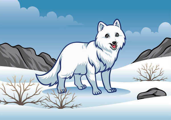 arctic fox in the snowy winter