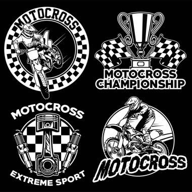 Motokros rozet koleksiyonu siyah beyaz