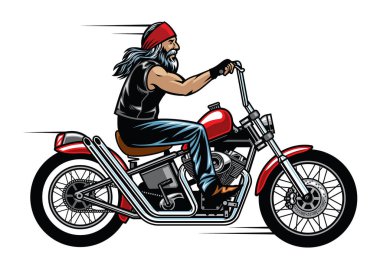 Motosikletli yaşlı adam.