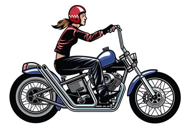 骑摩托车的妇女 矢量图形