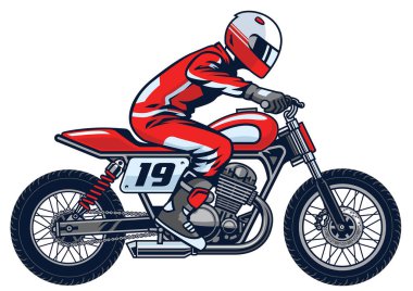 Yarışçı motosiklet sürüyor.