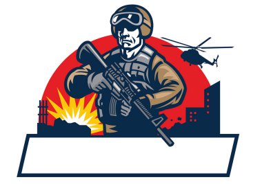 Asker maskotu saldırı tüfeğini tut.