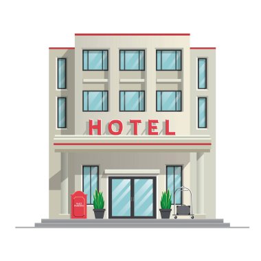 simple modern hotel building clipart