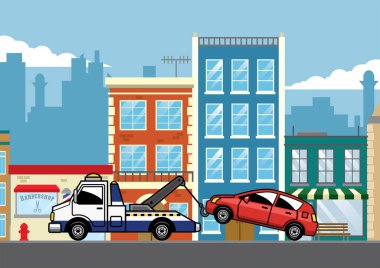 Çekici araba çekiyor.