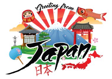 Japonya 'dan selamlamanın vektör tasarımı