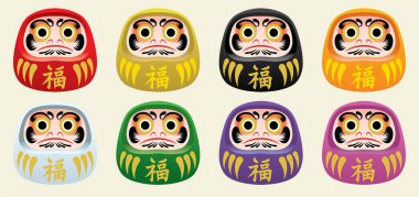 japan's daruma doll set clipart