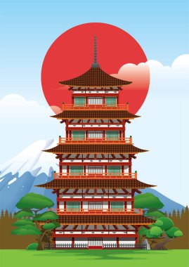 Japonya 'da pagoda' nın vektör tasarımı