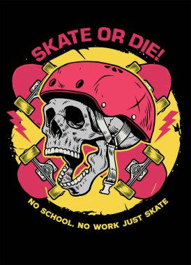skull skater tshirt design clipart