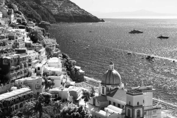 Vista Panorámica Ciudad Mar Día Soleado Positano Italia — Foto de Stock