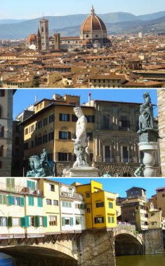 Collage. View of famous place of city. Florence. Italy.