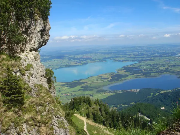 Vista Aérea Panorámica Las Montañas Día Soleado Baviera Alemania —  Fotos de Stock