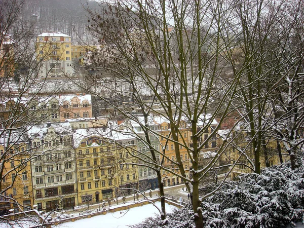 Панорамный Вид Города Зимний День Карловы Вары Чехия — стоковое фото