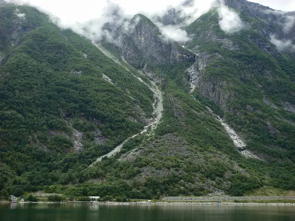 Kilátás Fjordra Hegyre Norvégiában Skandinávia — Stock Fotó
