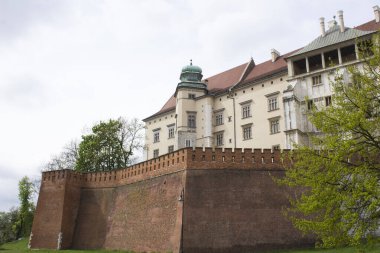 Bir bahar günü Kraliyet Kalesi manzarası. Krakov. Polonya..