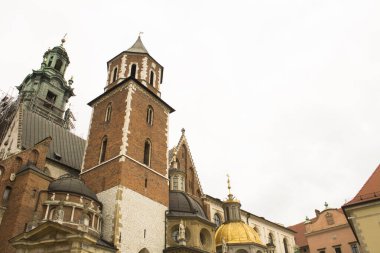 Bahar günü Wawel Kalesi manzarası. Yakın plan. Krakow. Polonya.