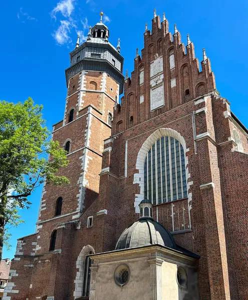 Corpus Christi Bazilikası 'nın bir yaz günü görüntüsü. Konum dikey. Krakow. Polonya.