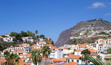 Eski kasabanın güzel bir yaz günü manzarası. Camara de Lobos. Madeira. Portekiz.