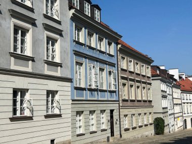 Eski kasabadaki şehir caddesini bir günde görmek. Yakın plan. Varşova. Polonya.