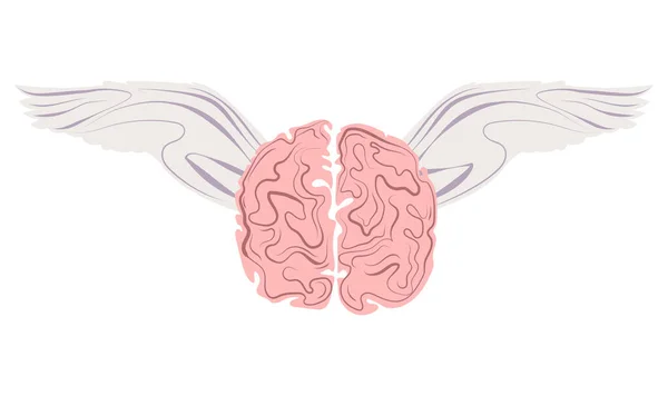 Cervello Volante Con Ali Logo Vettoriale Disegno Modello Vettoriale Illustrazione — Vettoriale Stock