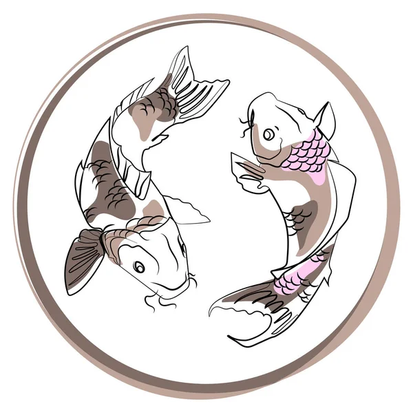 Moderno Logo Koi Fish Emblema Modello Design Vector Illustrazione Creativo — Vettoriale Stock