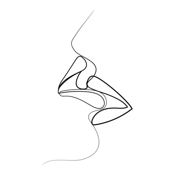 Öpüşen Çift Öpücük Dudaklar Sürekli Çizgi Çizimi Romantik Tasarım Için — Stok Vektör