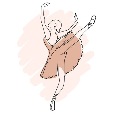 Single line drawing ballerina in ballet motion dance vector illustration.Minimalist Woman dancer Abstract poster,print,logo,cover,emblem design template.Scandinavian style sketch