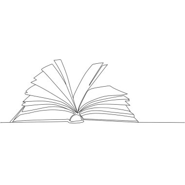 Open book with flying pages One continuous line drawing vector isolated illustration.Education concept.World Book Day banner,poster template.