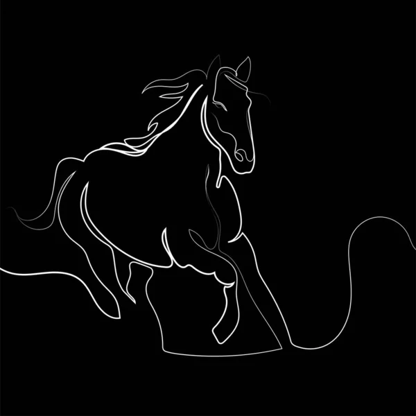 Непрерывный Однострочный Рисунок Шаблона Логотипа Лошади Эмблемы Баннера Плаката Татуировки — стоковый вектор