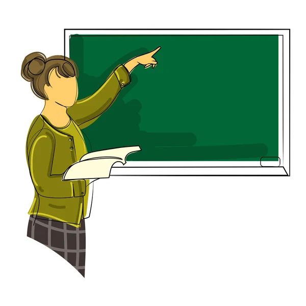 Kvinnlig Lärare Eller Professor Som Undervisar Matematik Och Pekar Vektor — Stock vektor