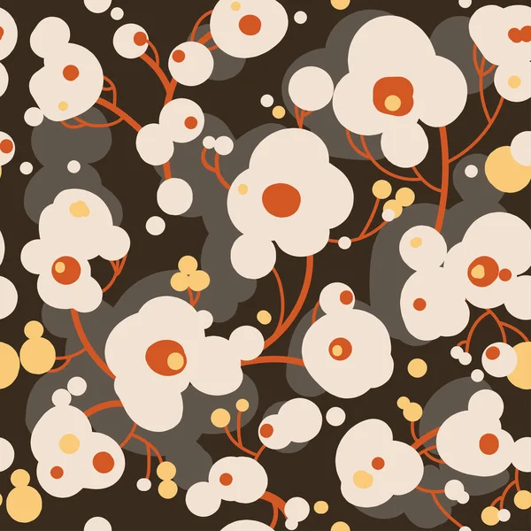 Motif Abstrait Fleurs Claires Sans Couture Sur Fond Sombre Modèle — Image vectorielle
