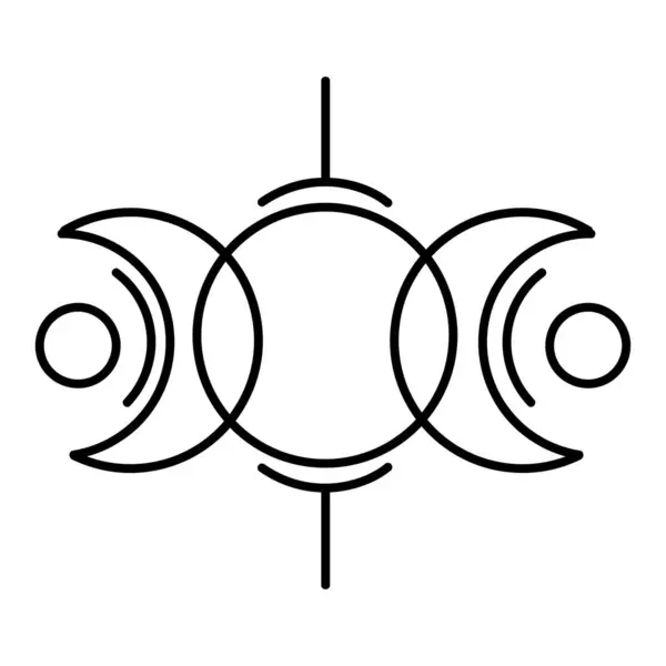 Магічний Символ Триєдиного Місяця Або Триєдиної Богині Малюнок Лінії Мінімальному Стокова Ілюстрація