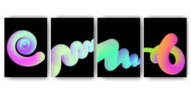 3D sıvı gradyan şekillere sahip soyut kapak şablonları. Minimum broşür ve modern rapor broşürü ve iş broşürleri poster şablonu. Yeniden dizayn için dinamik eğri şekilli gelecekçi arkaplanlar. Vektör