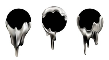 Akan sıvı krom şekilli modern çerçeve bayrakları. Metalik sıvı elementli metinler için yuvarlak çerçeveler. Vector Şablonu web veya yazdırma grafiksel tasarım için hazır.