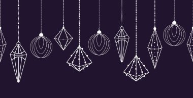 Çağdaş minimalist geometrik tarzdaki noel ağacı süslemeleri. Xmas tasarım posteri, tatil örtüsü. Kartlar, davetiyeler, afişler için soyut Noel ve yeni yıl süsü. Vektör