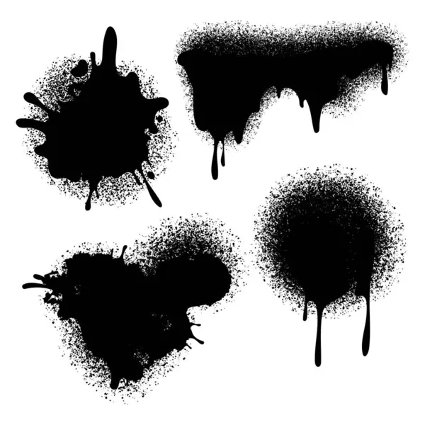 Beyaz arka plana siyah mürekkep sıçramaları, damlalar ve sprey boya efektleri serpiştirilerek sokak sanatı, yaratıcı afişler, yaratıcı dokular ve web için grunge ve şehir graffiti tarzı tasarım unsurları oluşturuldu. Vektör