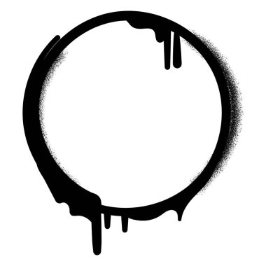 Damlayan boya ve grunge sprey desenli siyah dairesel çerçeve, grafiti ve sokak sanatından esinlenilmiş. Şehir tasarımları, logolar, etiketler, afişler, çıkartmalar, sosyal medya grafikleri için mükemmel. 
