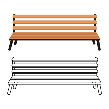 Ahşap park bankında tam renk ve özet sürüm Vector illüstrasyonu, şehir tasarımı kavramları, park planlama görselleri, eğitim materyalleri ve grafik tasarım projeleri için ideal