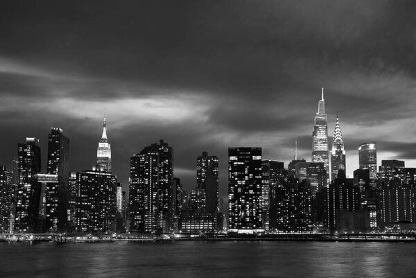 View of Manhattan at night from the river