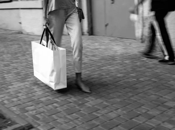 Motion Blur Power Man Walking Paper Bag — Stock Photo, Image