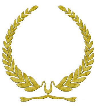 Zaferin beyaz arka planında izole edilmiş altın defne çelengi