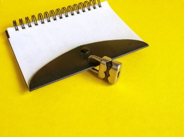 Notebook on a spring closes with a small padlock for security
