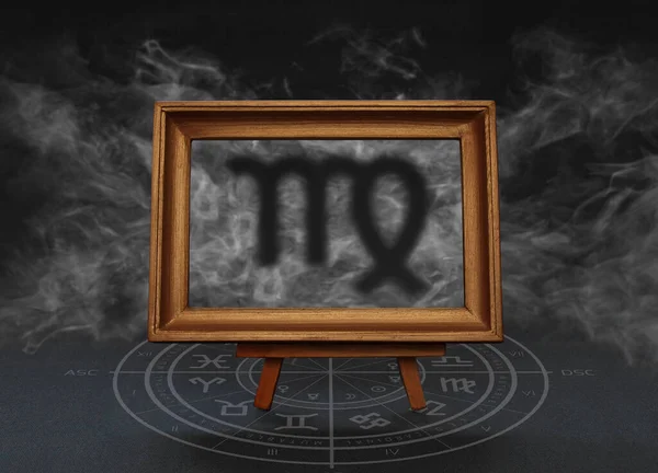 Abstract Image Sign Zodiac Virgo Background Smoke Frame Stand — Stock Photo, Image