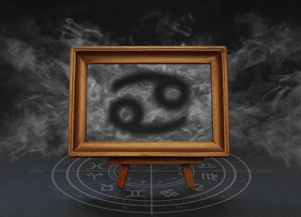 Abstrakcyjny Obraz Znaku Zodiaku Rak Tle Dymu Ramce Podstawce — Zdjęcie stockowe