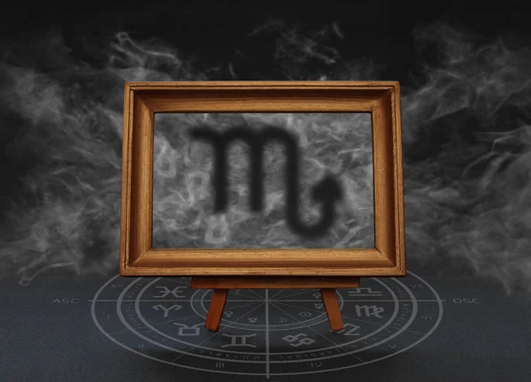 Abstract Image Sign Zodiac Scorpio Background Smoke Frame Stand — Stock Photo, Image