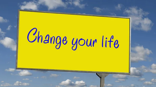 Билборд Надписью Измените Свою Жизнь Фоне Неба Облаками — стоковое фото