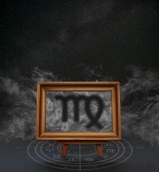 Abstract Image Sign Zodiac Virgo Background Starry Sky Smoke Frame — Stock Photo, Image